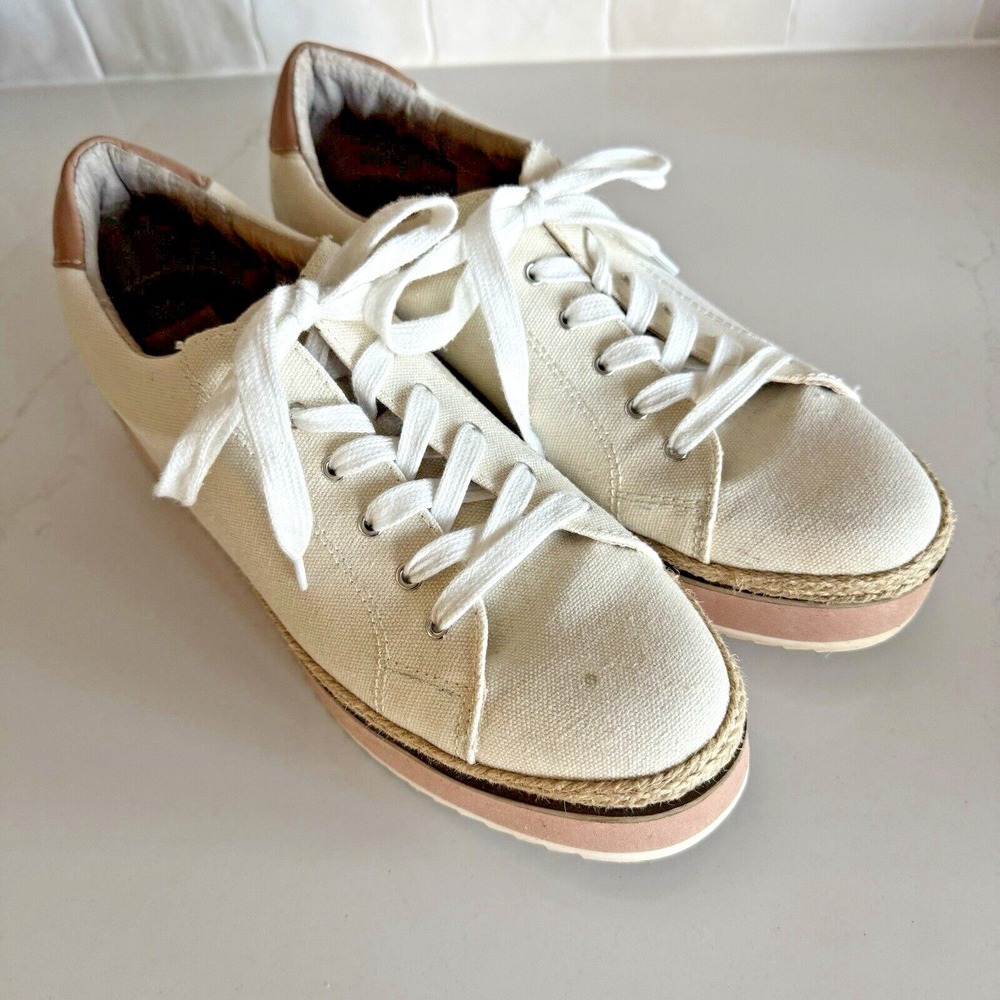 Dolce Vita Tomas Platform Sneaker Women 11 Cream Canvas Espadrille Lace Up
